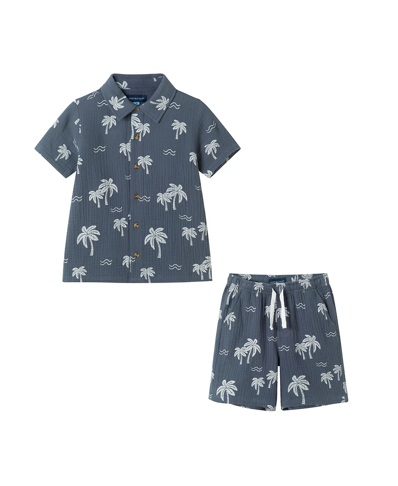 Andy & Evan Toddler Boys Little/Big Tropical Palm Tree Gauze Set