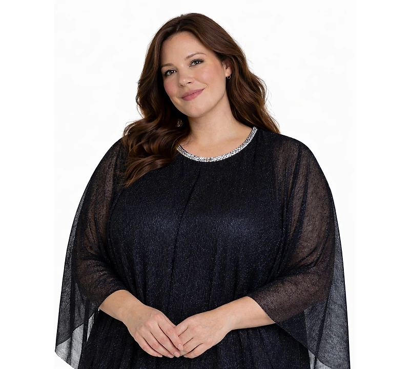 R & M Richards Plus Mock Neck Top and Pants, 2-Piece Set