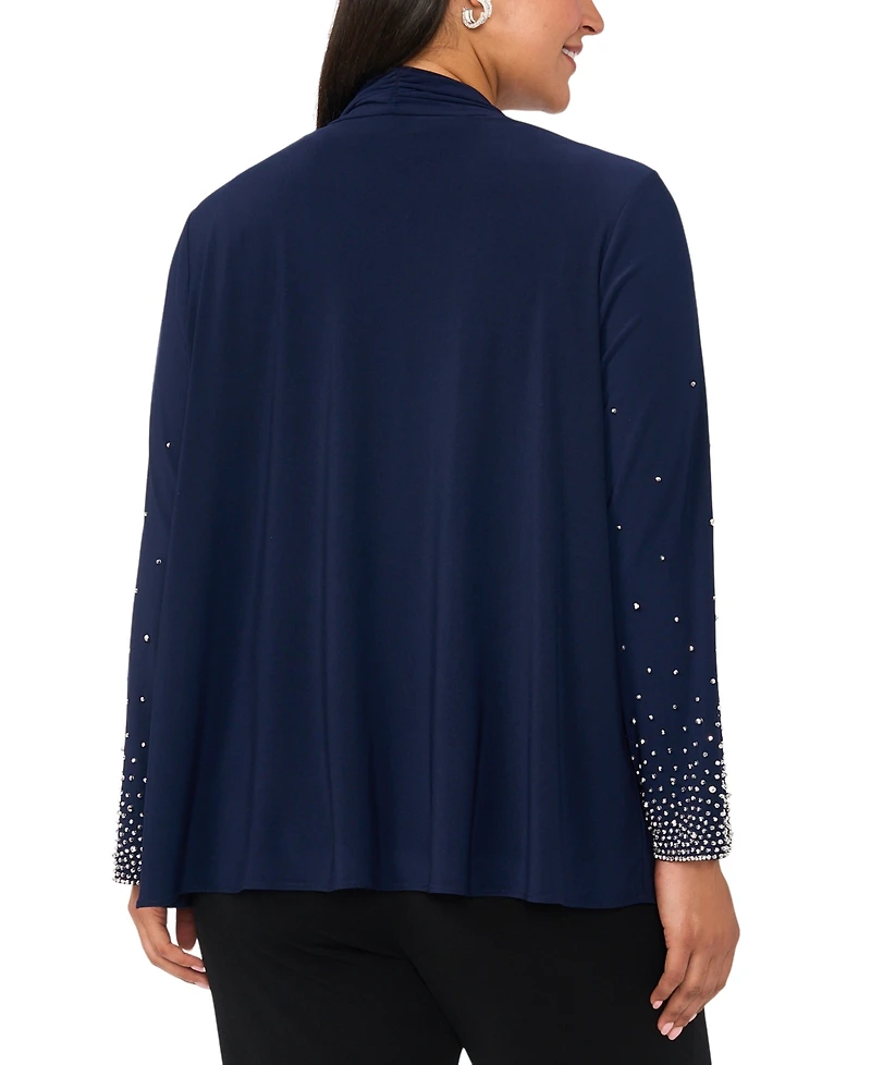 Msk Plus-Size Long-Sleeve Round Neck Top