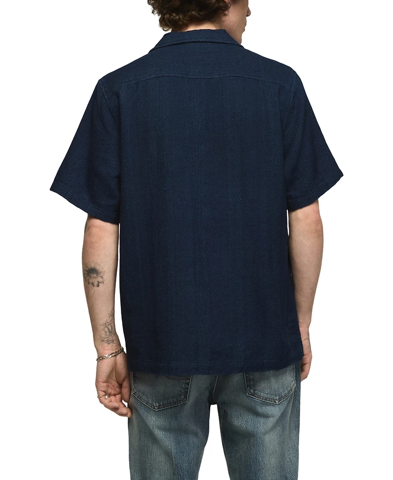 Lucky Brand Men's Textured Indigo Short-Sleeve Shirt