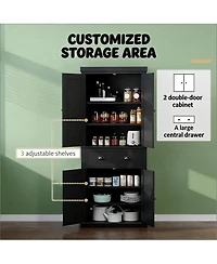 Clihome Freestanding Kitchen Pantry Storage Cabinet with Adjustable Shelves and Drawer