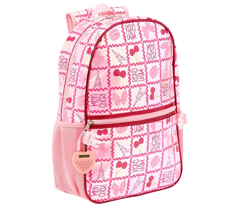 Rainbow Sugar Girls' Backpack, Calculator and Strawberry Shaped Lunch Box, 3-Piece Set