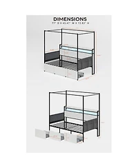 Streamdale Furniture Modern Bed with Storage, Led, and Charging Station