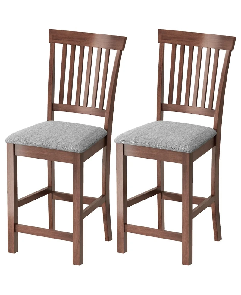 Counter Height Bar Stools Set of 2- High Back Kitchen Dining Chairs