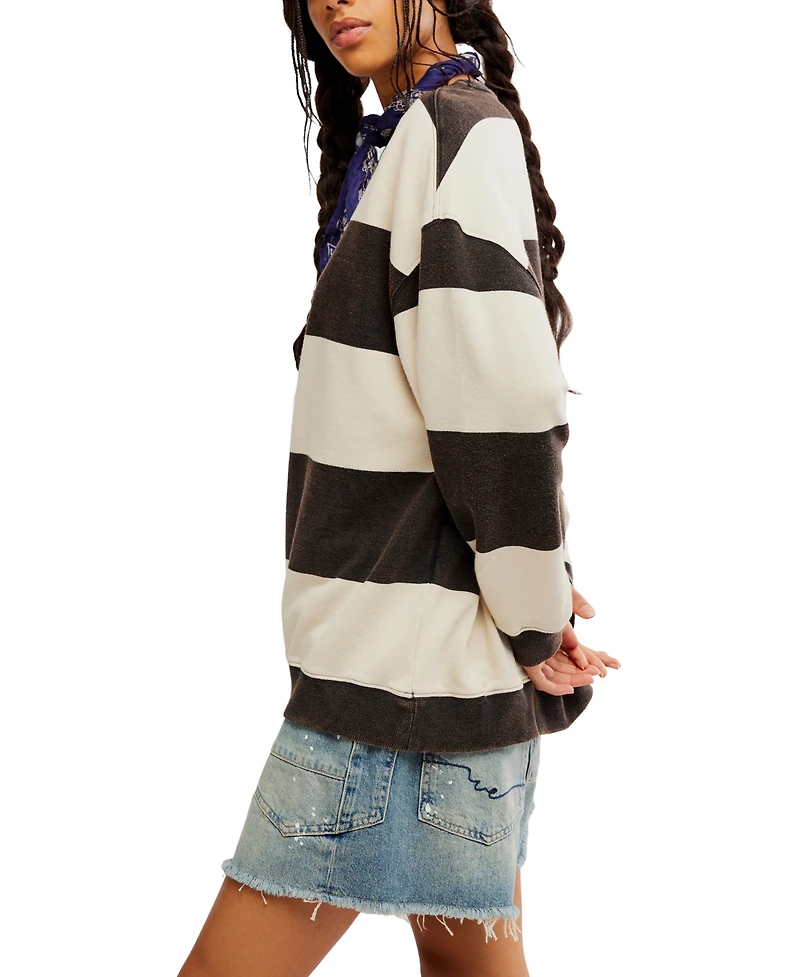 Free People Women's Classic Crewneck Stripe Oversized Top