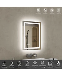 Rainsken 20"28" Led Bathroom Mirror, Anti-fog Vanity Mirror with Front-Lit and Back-Lit, Stepless Dimmable, Shatter-Proof Make Up Mirror