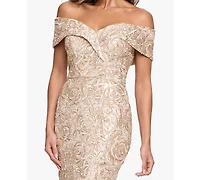 Xscape Petite Off-The-Shoulder Sheath Ball Gown