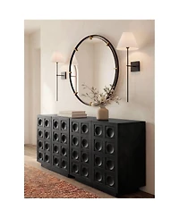 Possini Euro Design Possini Euro Ayla 32" High Black and White Linen Wall Sconce