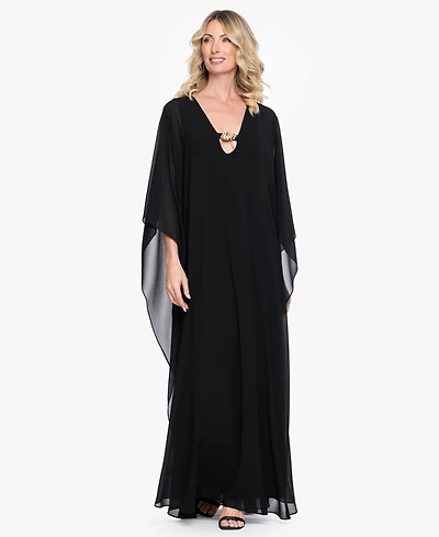 Betsy & Adam Women's V-Neck Long Kaftan Dress