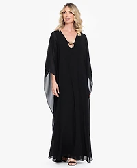 Betsy & Adam Women's V-Neck Long Kaftan Dress