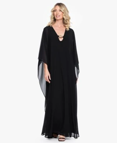 Betsy Adam Womens V Neck Long Kaftan Dress