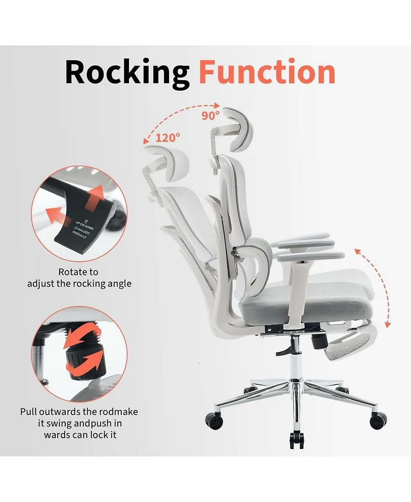 gaomon Ergonomic Office Chair,Computer Desk Chair Comfy with Adjustable Padded Headrest,Comfortable Lumbar Support and 3D Armrest Gaming Chair.