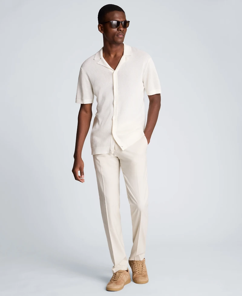 Kenneth Cole Men's Point Collar Sweater Camp Shirt
