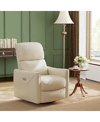 gaomon Pu Leather Power Swivel Glider Recliner Chair Nursery Electric Rocker Recliner Chair With Lumbar Support And Usb Port For Living Room Bedroom