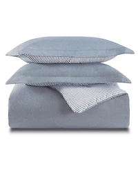 Laundry Chambray with Reverse Stripe 5-Piece Comforter Set, Full/Queen