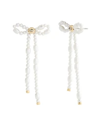 Coach Faux Imitation Pearl Bow Drop Earrings
