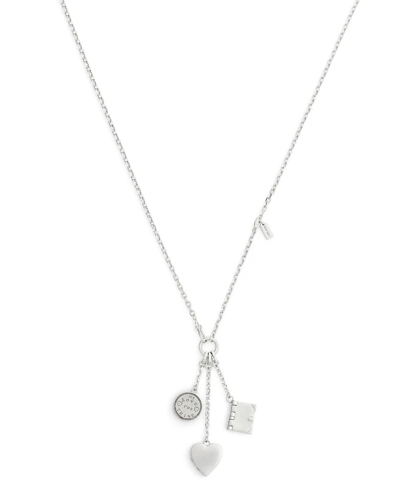 Coach Silver Runway Heart Charm Necklace