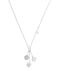 Coach Silver Runway Heart Charm Necklace