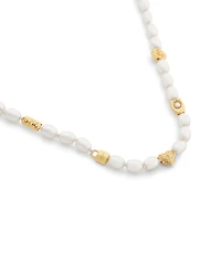 Coach Faux Imitation Pearl Iconic Signature Charm Strand Necklace