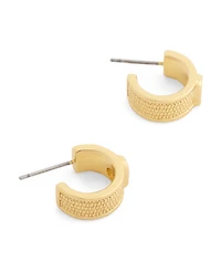 Coach Gold Signature C Textured Huggie Earrings