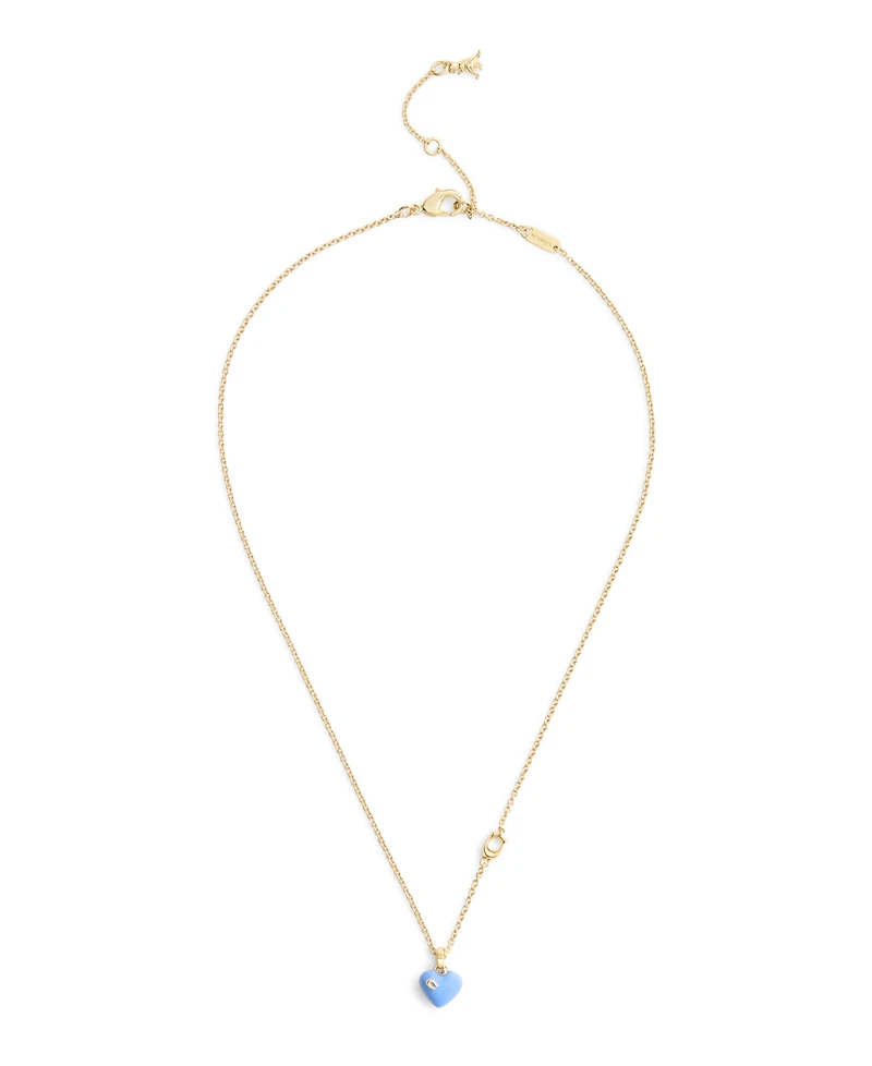 Coach Faux Stone Signature C Enamel Heart Pendant Necklace