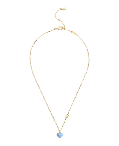 Coach Faux Stone Signature C Enamel Heart Pendant Necklace