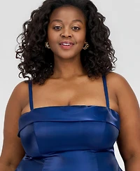 B Darlin Trendy Plus Satin Sleeveless Fit & Flare Dress