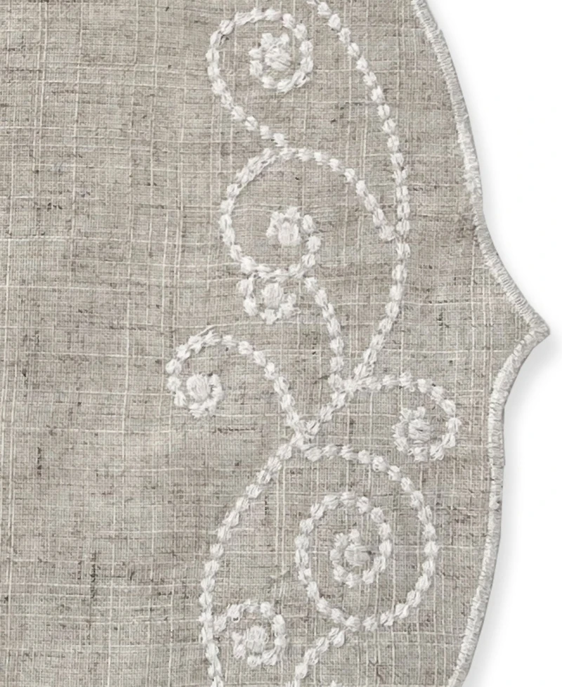 Lenox French Perle Linen Embroidered Round Placemats, Set of 4