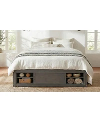 Streamdale Furniture Queen Platform Bed w/ 4 Drawers, Footboard Storage, No Headboard