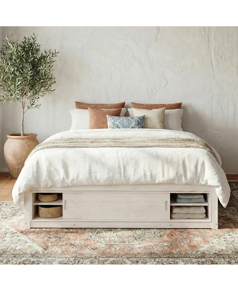 Streamdale Furniture Queen Platform Bed with 4 Drawers, Footboard Storage, No Headboard