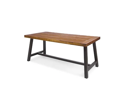 sumyeg Carlie Outdoor Sandblast Finish Dining Table with Metal Legs