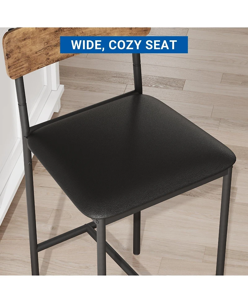 homfan industrial dining/bar chairs with metal frame and padded seats, counter-height design for kitchen, dining room, or bar; easy to assemble