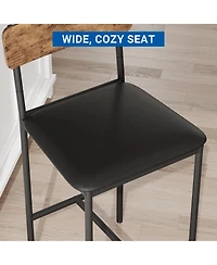 homfan industrial dining/bar chairs with metal frame and padded seats, counter-height design for kitchen, dining room, or bar; easy to assemble