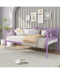 homfan Twin Metal Daybed Frame with Headboard, Platform Sofa Bed with Steel Slats, 12.0 in Underbed Storage, No Box Spring Needed