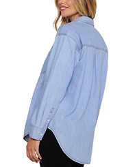 Motherhood Maternity Long Sleeve Button-Up Denim Shirt