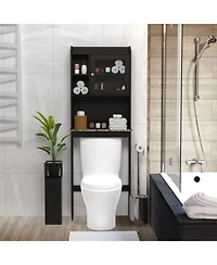 Phying Modern Espresso Wood Over The Toilet Space Saver Storage Cabinet Multifunctional Bathroom Home Organizer