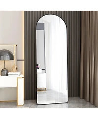Phying arched full-length mirror with aluminum alloy frame, floor or wall mounted, perfect for bathroom, bedroom, or dressing areas