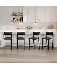 homfan Set of 4 Counter Height Bar Stools, Thick Padded Seat and Metal Legs for Kitchen Island Use