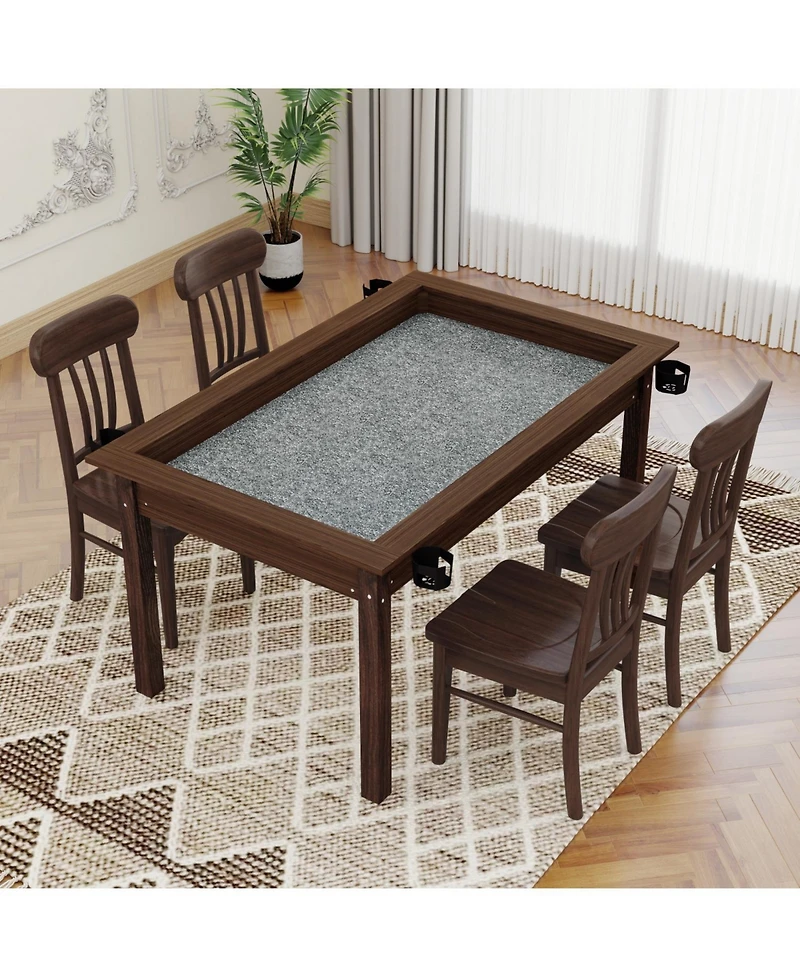 Rainsken Board Game Table, with Removable Table, Top for 4-6 Players, with Play Mat and Rotating Cup Holders, for Adults Card Dnd Poker