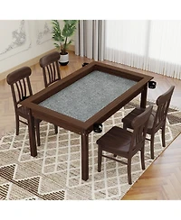 Rainsken Board Game Table, with Removable Table, Top for 4-6 Players, with Play Mat and Rotating Cup Holders, for Adults Card Dnd Poker
