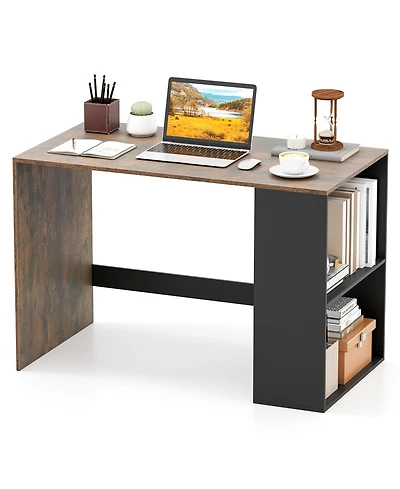 Gymax Computer Desk' Home Office Desk w/ 2-Tier Bookshelf Study Writing