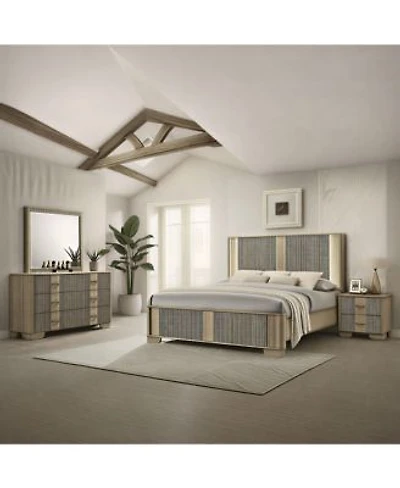 Kings Brand Furniture Sierra Modern Fluted Bed with Led Headboard