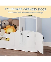 homfan 2-Tier Kids Bookshelf and Toy Storage with Motion Sensor Light, 36.6" Wide Wooden Bookcase for Nursery, Playroom Bedroom