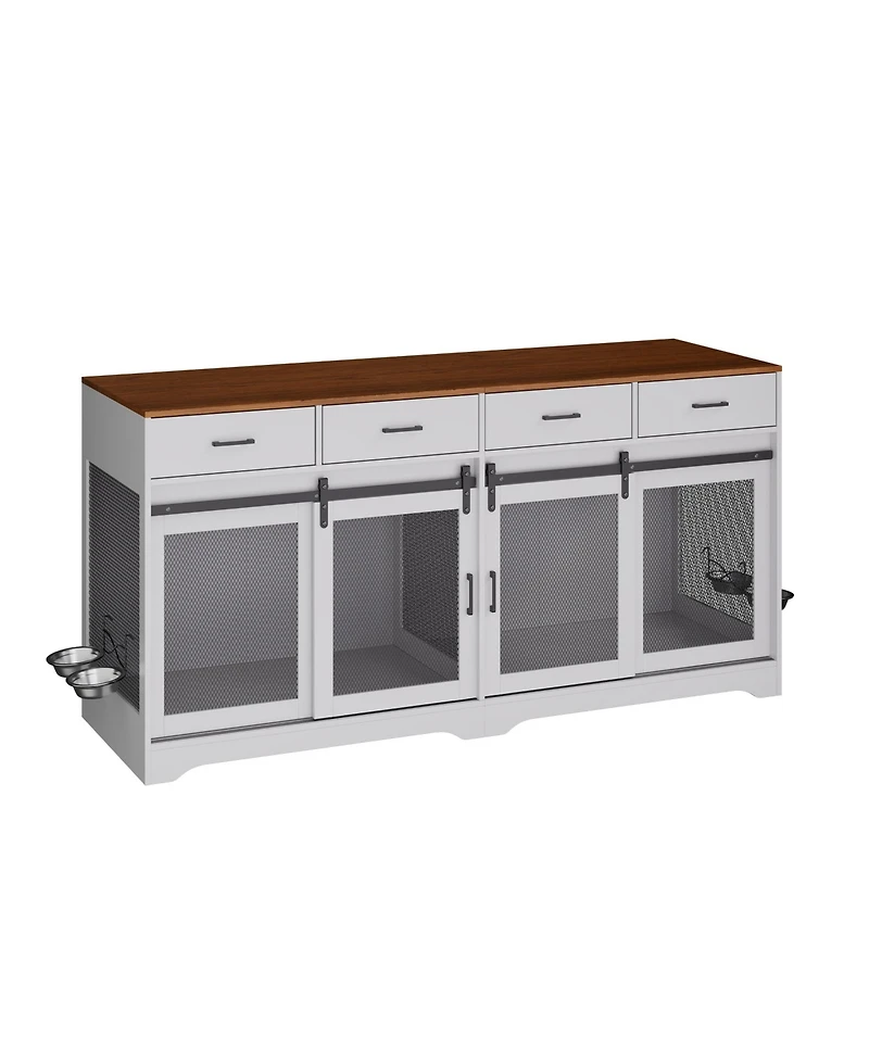 gaomon Dog Crate Furniture, Dog Kennel Indoor with 4 Sliding Doors and 4 Drawers, Multi-Functional Dog Crate for Medium and Large Dogs for Living Room