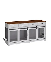 gaomon Dog Crate Furniture, Dog Kennel Indoor with 4 Sliding Doors and 4 Drawers, Multi-Functional Dog Crate for Medium and Large Dogs for Living Room