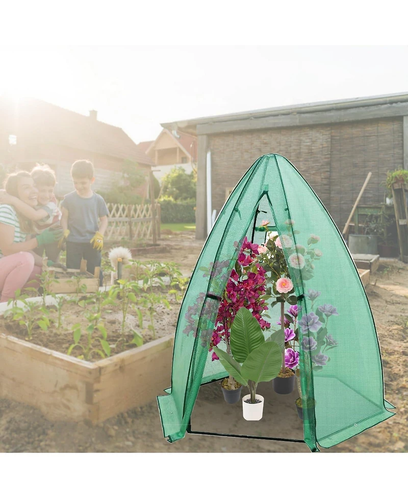 gaomon Outdoor Greenhouse for Plants, Hexagonal Portable Plant House with Pe Cover, Zipper Door, Mesh Window, Stable Frame for Vegetables, Flowers