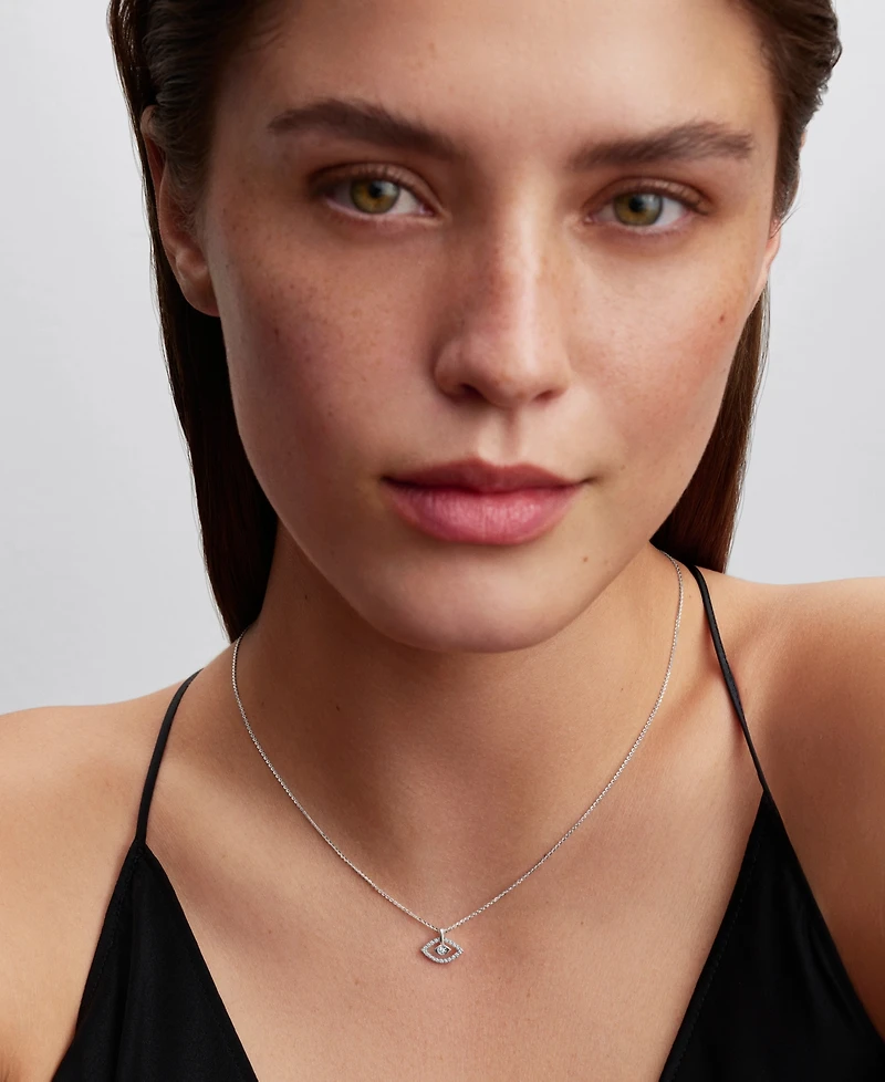 Pandora Talisman Sterling Silver Lab-Grown Diamond Evil Eye Pendant Necklace