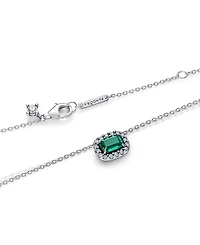 Pandora Rectangular Sparkling Green Halo Pendant Necklace