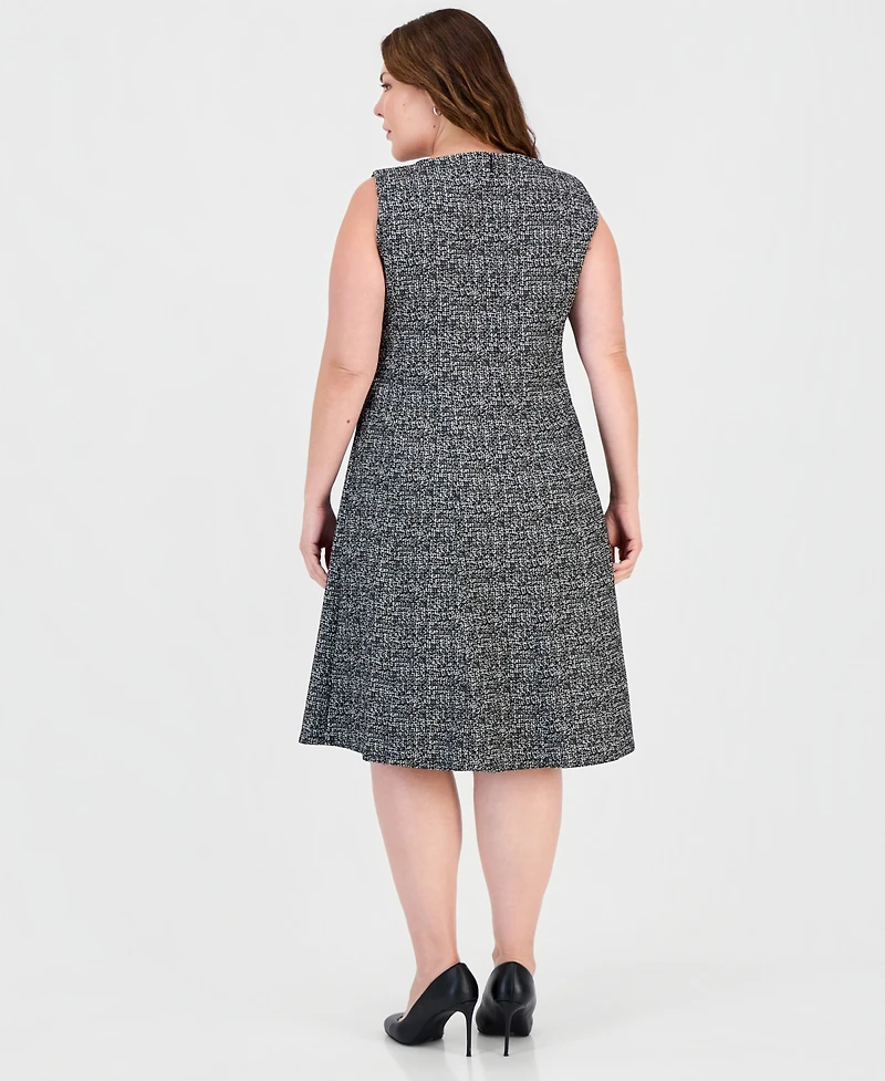Kasper Plus Sleeveless Tweed A-Line Dress