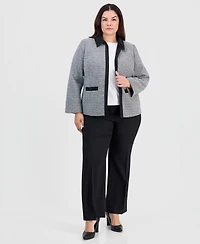 Kasper Plus Tweed Open-Front Blazer
